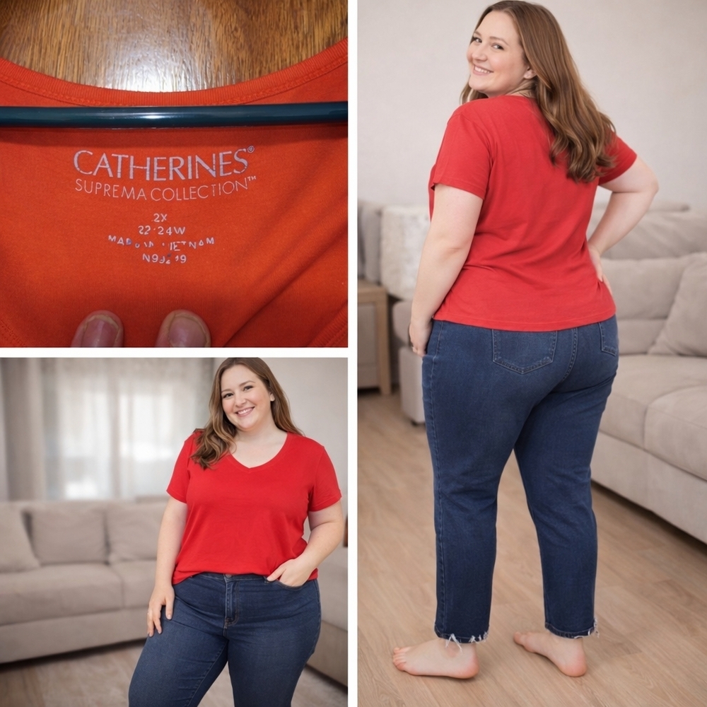 Catherines Red Short Sleeve Top